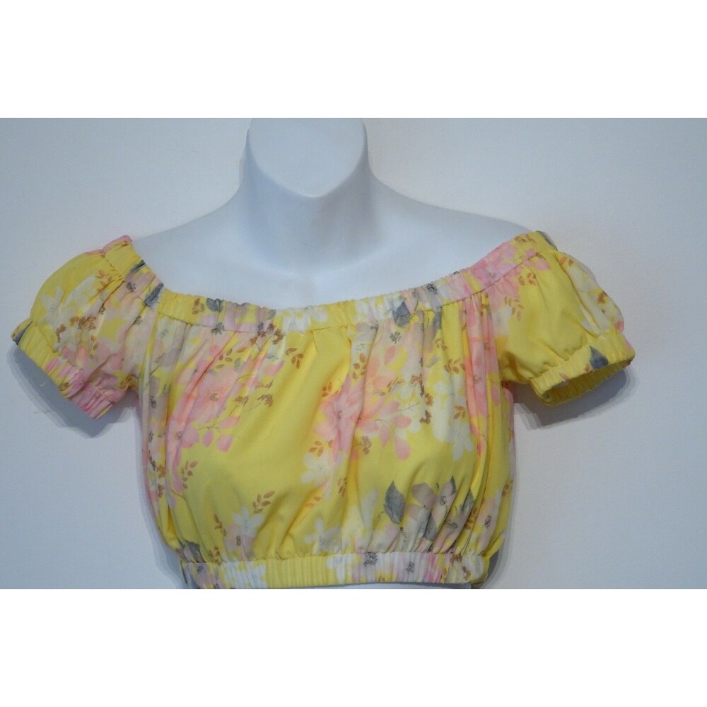 Yumi Kim Women's Getaway Crop Top Floral Silk Bubble Crop Top Sz P